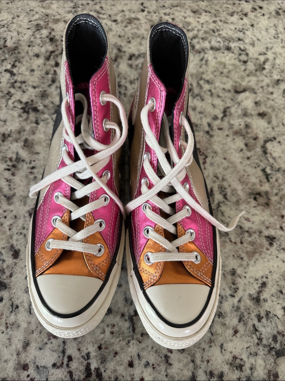 Women’s Metallic Pink and Copper High-Top Sneakers